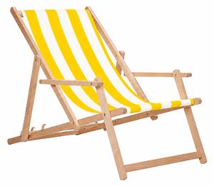 ATMOWOOD Lesen vrtni ležalnik z naslonjali za roke - rumene črte