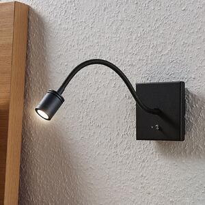 Lindby LED stenska svetilka Mayar, črna, kovinska, bralna svetilka, 11cm, Črna, spalnica, Kovina, Sodobni