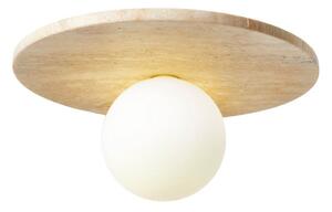 Bež lončena stropna svetilka s steklenim senčilom ø 12 cm Hilde – Opviq lights