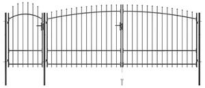 VidaXL Vrtna ograjna vrata s koničastimi vrhovi 5x2,25 m črna