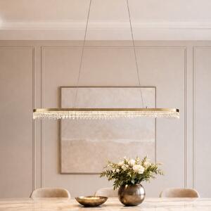 Milagro Lighting LED viseča svetilka Preciosa, zlata, kovina, dolžina 120 cm, Zlata / medeninasta, Dnevna soba / jedilnica, Kovina, Sodobni