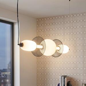 Milagro Lighting LED viseča svetilka Arame, črna/bela, steklo, dolžina 93,5 cm, Bela, Dnevna soba / jedilnica, Steklo, Sodobni