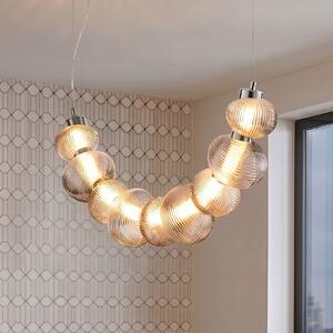 Milagro Lighting LED viseča svetilka Bolla, krom/dimno siva, steklo, dolžina 79,5 cm, Kovinska, Dnevna soba / jedilnica, Steklo, Sodobni