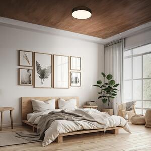 Briloner LED-stropna svetilka Duck, črna, premer 38 cm, tekstil, 3000 K, Črna, Dnevna soba / jedilnica, Tkanine / tekstil, Skandinavski