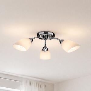 Milagro Lighting Stropna svetilka Portos, 3-žarčna, bela/krom, kovina, Ø 54 cm, zatemnjen, Bela, Dnevna soba / jedilnica, Kovina
