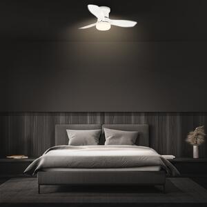 Briloner LED-stropni ventilator Pan, enosmerni motor, bel, Ø 60 cm, CCT, zatemnjen, Bela, spalnica, Plastika, Sodobni