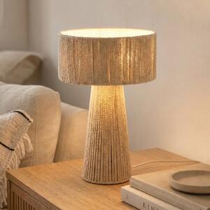 Lindby namizna svetilka Anuva, višina 42 cm, papir, bež, E27, Bež, Dnevna soba / jedilnica, Papir / karton, Podeželska hiša / Rustikalna