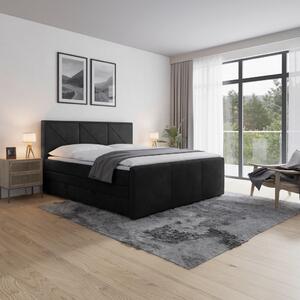 BOXSPRING POSTELJA 180 cm x 200 cm , karton, leseni material črna