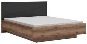 POSTELJA 160 cm x 200 cm , leseni material črna, barve hrasta