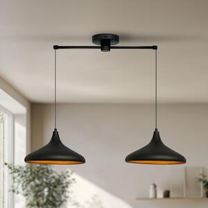 ROYALTECH Obesek Claus, črna barva, dolžina 85 cm, 2 luči, kovina, zatemnjen, Dnevna soba / jedilnica, Kovina