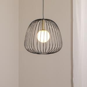 SIGMA Obesna svetilka Bell M, Ø 33 cm, 1-svetlobna, črna/zlata/bela, zatemnjen, Črna, Dnevna soba / jedilnica, Kovina, Sodobni