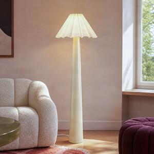 Lindby stoječa svetilka Lotte, 150 cm, bež, kovina, tekstil, E27, Bela, Dnevna soba / jedilnica, Tkanine / tekstil, Sodobni