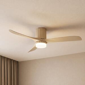 Lucande LED stropni ventilator Novri, bež, Ø 132 cm, CCT, Bež, Dnevna soba / jedilnica, Plastika, Sodobni