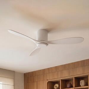 Lucande stropni ventilator Solenus, bel, Ø 134 cm, tih, Bela, Dnevna soba / jedilnica, Plastika, Sodobni