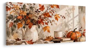 Slika topel jesenski aranžma s knjigami