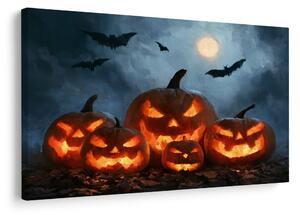 Slika halloweenske buče pod netopirji