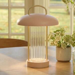 Nordlux LED-akumulatorska namizna svetilka Mirano, prašno roza, višina 29 cm, kovina, zatemnjen, Roza / rosé, Dnevna soba / jedilnica, Kovina, Skandinavski, Svetilka