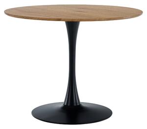 KONDELA Jedilna miza, okrogla, hrast/črna, premer 110 cm, REVENTON NOVO
