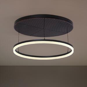 Lucande LED stropna svetilka Orven, črna/les, Ø50cm, z možnostjo zatemnitve, zatemnjen, Črna, Dnevna soba / jedilnica, Kovina, Sodobni
