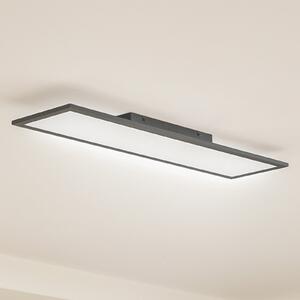 Lindby LED plošča Enhife, črna, 80 x 20 cm, kovinska, 4.000K, Črna, Študija / pisarna, Aluminij, Sodobni