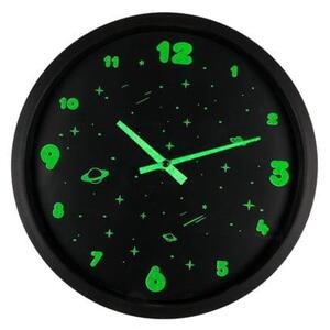 Analogna svetleča stenska ura 29cm vesolje