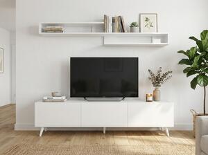TV omarica MIYA 150 cm z zidno polico, bela