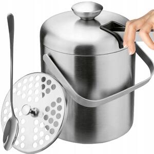 Inox set posode za led - vedro 1,3L + klešče + žlica