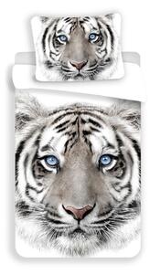 Sivo-bela enojna bombažna otroška posteljnina 140x200 cm White Tiger – Jerry Fabrics