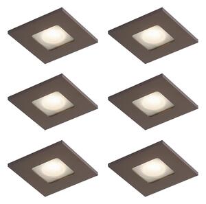 Komplet 6 modernih vgradnih reflektorjev temno bronaste kvadratne oblike IP44 - Qure