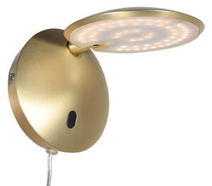 Steinhauer LED-stenna svetilka Zenith 2, v barvi medenine, CCT, kovina, vtič, zatemnjen, Zlata / medeninasta, Dnevna soba / jedilnica, Kovina, Sodobni, Okrogla stena