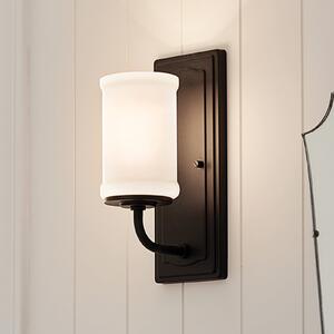KICHLER Stenska svetilka Vetivene, črna, višina 31 cm, kovina, IP44 G9-LED, Črna, Kopalnica, Kovina