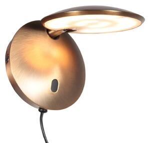 Steinhauer LED-stenna svetilka Zenith 2, bronasta, CCT, kovina, vtič, zatemnjen, Bronasta / starinska medenina, Dnevna soba / jedilnica, Kovina, Sodobni, Okrogla stena