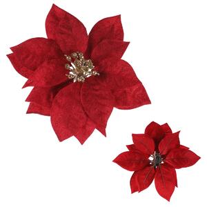 Umetno cvetje Poinsettia, rdeče, premer 20 cm