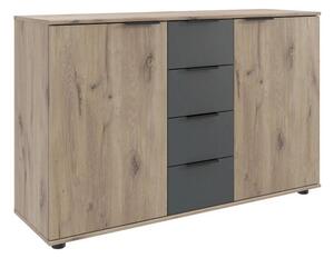 Best Price Komoda Bergamo, Barva Hrasta, Barva Grafita