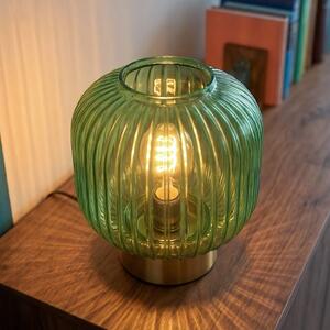 OSRAM namizna svetilka Decor Groovie, zelena, višina 22 cm, steklo, E27, Zelena, Dnevna soba / jedilnica, Steklo, Vintage