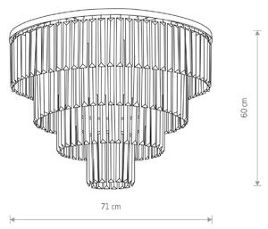 Stropna svetilka Cristal, prozorna/srebrna, Ø 71 cm