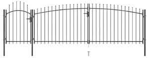 VidaXL Vrtna ograjna vrata s koničastimi vrhovi 5x2 m črna