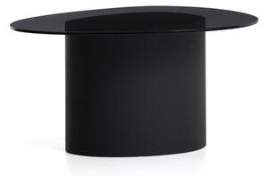 Črna klubska mizica s stekleno mizno ploščo 74x81,5 cm Olir – Kave Home