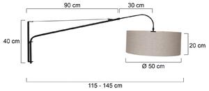 Elegantna elegantna tekstilna stenska svetilka črna/mud