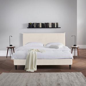 OBLAZINJENA POSTELJA 180 cm x 200 cm , les, tekstil krem barve