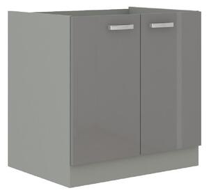 KONDELA Spodnja omara, siva visok sijaj/siva, PRADO 80 D 2F BB