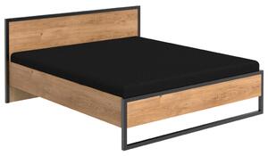 POSTELJA 160 cm x 200 cm , leseni material barve grafita, barve hrasta