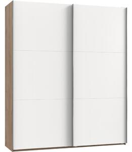 OMARA Z DRSNIMI VRATI, bela, barve hrasta, barve aluminija