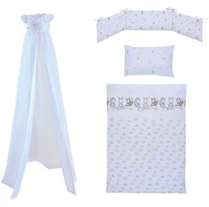 SET ZA OTROŠKO POSTELJICO Modern Clouds 100/135 cm siva, zelena, bela