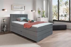 POSTELJA BOXSPRING x , les, tekstil, leseni material siva