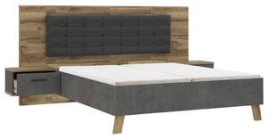 POSTELJNA GARNITURA 180 cm x 200 cm , kovina, umetna masa, tekstil, leseni material antracit, barve hrasta, temno siva