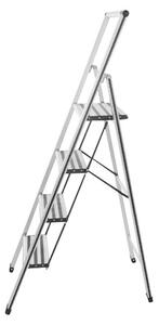 Wenko Zložljiva lestev Design (Število prečk: 4 kos, Nosilnost: 150 kg, Aluminij, Srebrna)