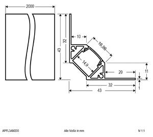 EVN APFL3 Aluminijasti vogalni profil za ploščice znotraj 200 cm x 4,3 cm