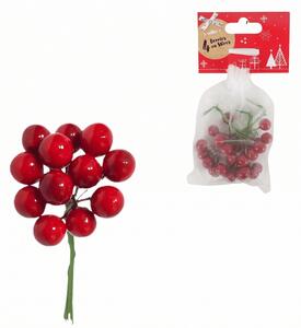 Božična dekoracija na žici jagode 9 cm, rdeča