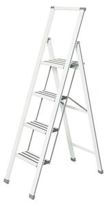 Wenko Zložljiva lestev Design (Število prečk: 4 kos, Nosilnost: 150 kg, Aluminij, Bela)